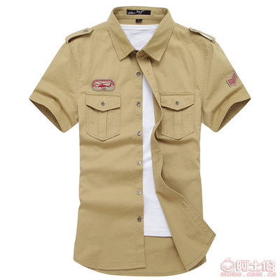 中山沙溪木兰制衣厂 新款纯棉男士休闲翻领短袖衬衫1905的OEM贴牌定制之道