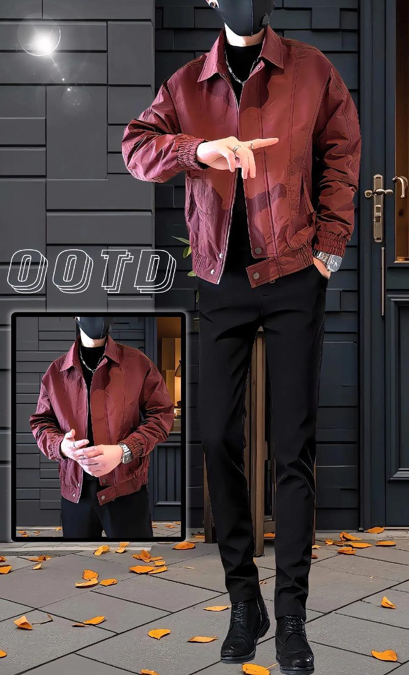 潮男新风尚 2024春秋季痞帅纯色夹克，演绎高级感百搭哲学
